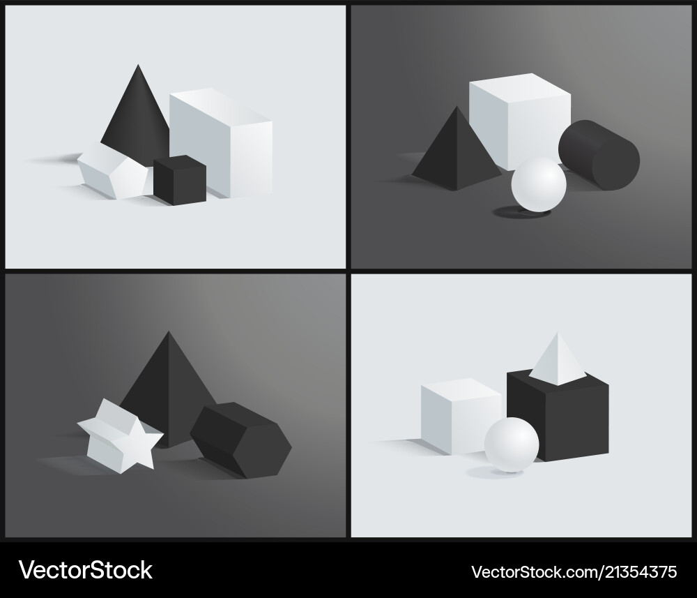 Set of four banner with different prisms Set of four banner with different prisms vector image