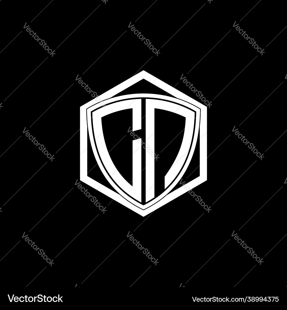 Shield Initial C with Hexagon Frame vector image