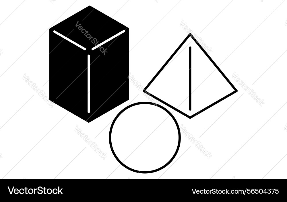 Simple isometric line icons of cube sphere Simple isometric line icons of cube sphere vector image