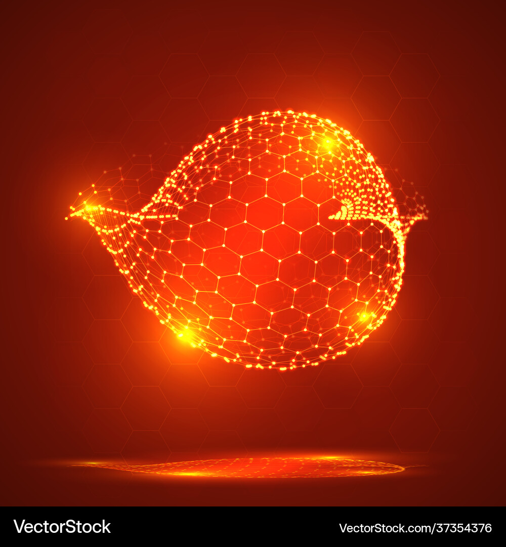 3d object from a hexagon grid with dots stylish vector image