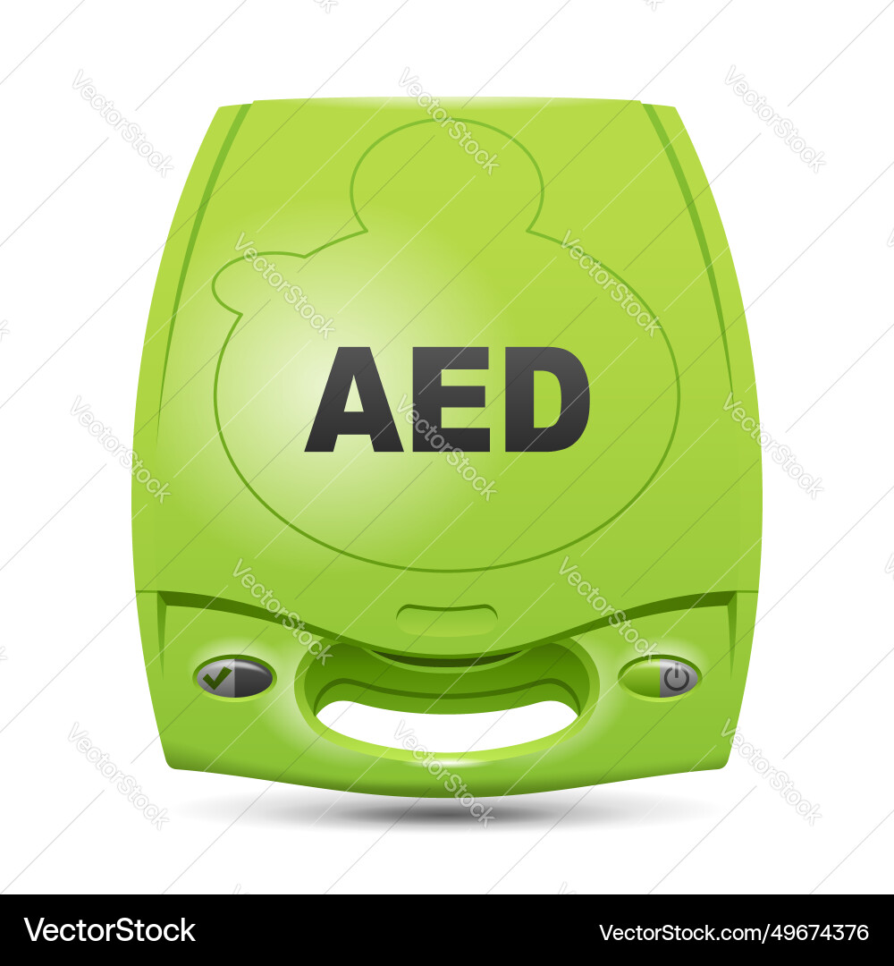 Aed - automated external defibrillator device Aed - automated external defibrillator device vector image