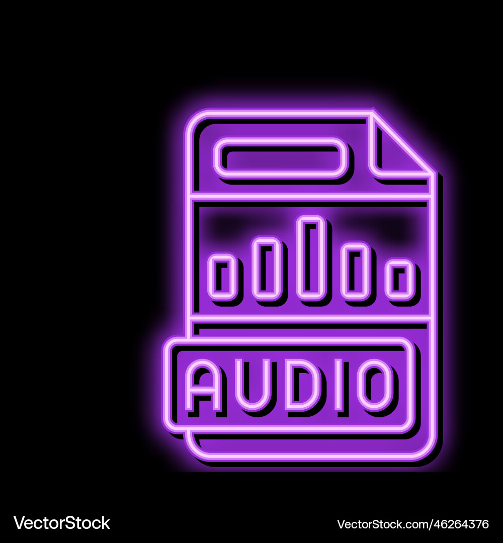 Audio file format document neon glow icon Audio file format document neon glow icon vector image