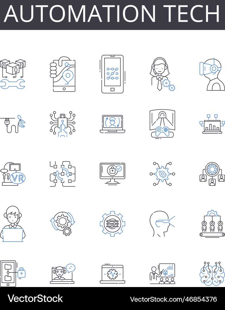 Automation tech line icons collection digital Automation tech line icons collection digital vector image