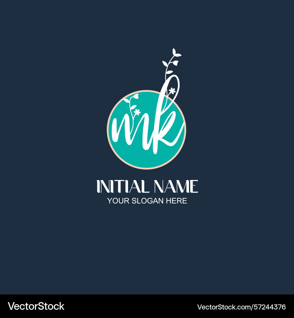 Elegant mk initial logo design with botanical Elegant mk initial logo design with botanical Vector Image