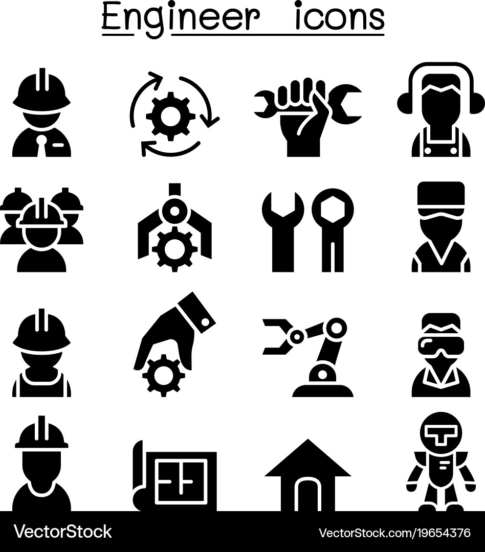 Engineer icon set Vector Image