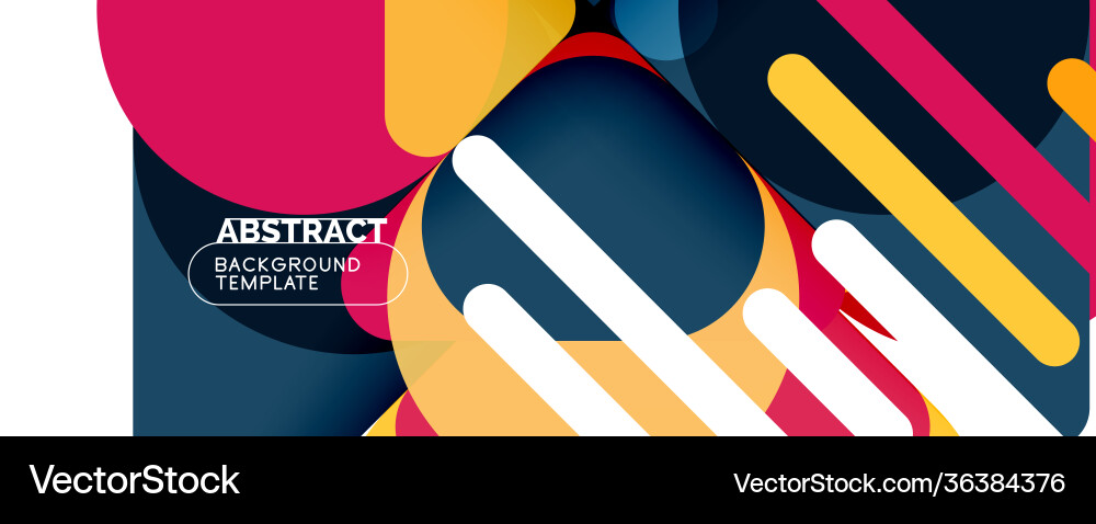 Flat geometric round shapes and dynamic lines Vector Image