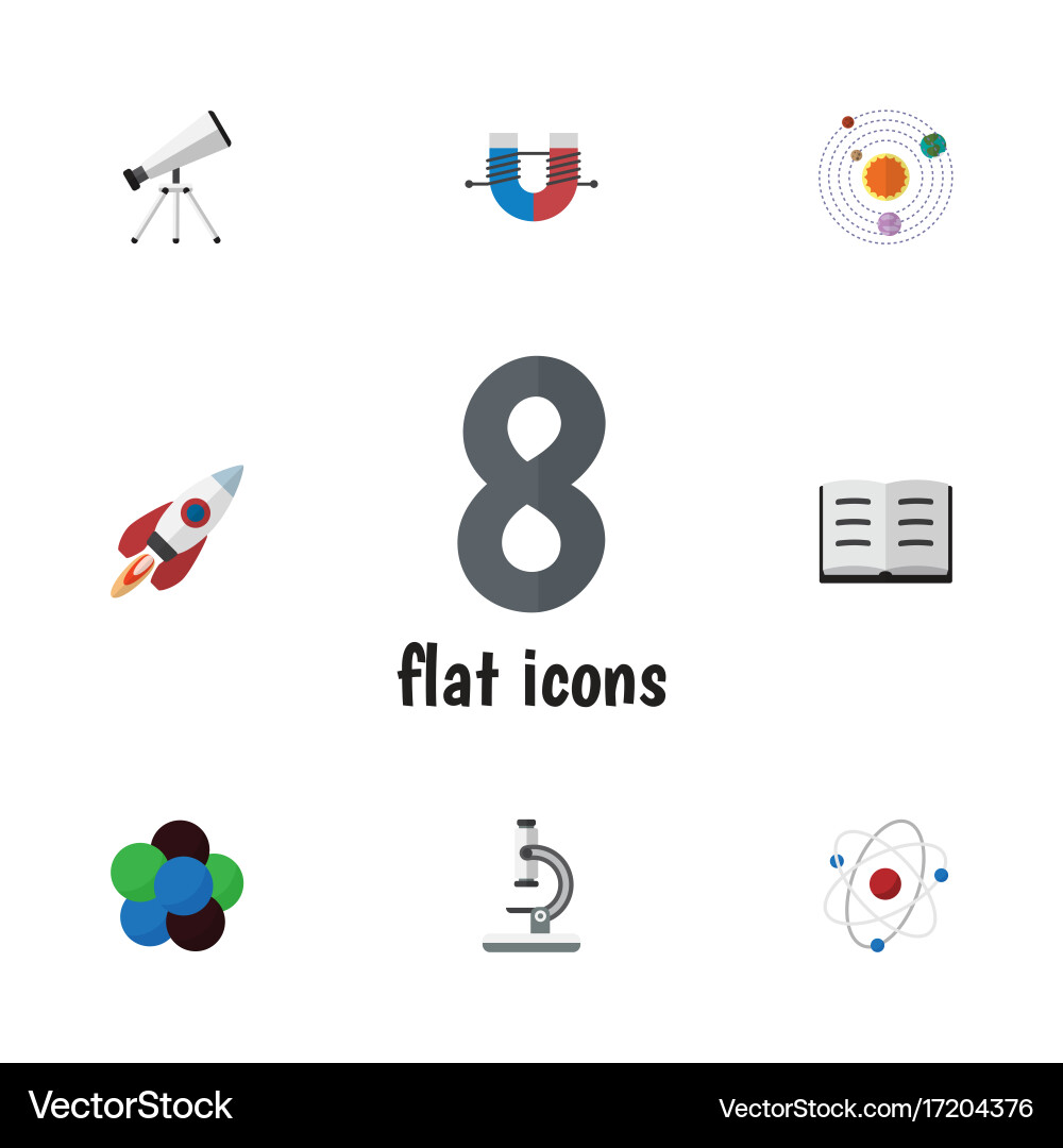 Flat icon knowledge set of lecture scope orbit vector image