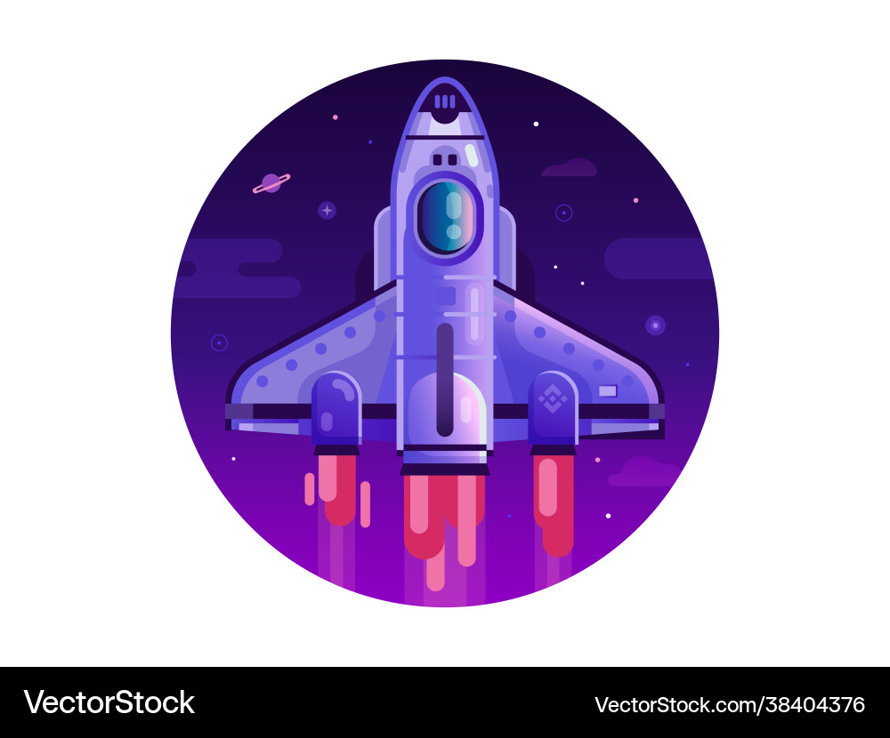 Gradient space shuttle launch circle icon Vector Image