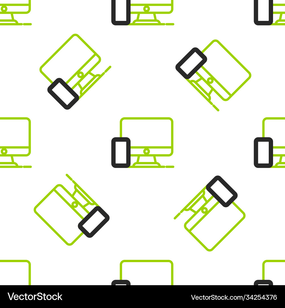 Line computer monitor and mobile phone icon Line computer monitor and mobile phone icon vector image