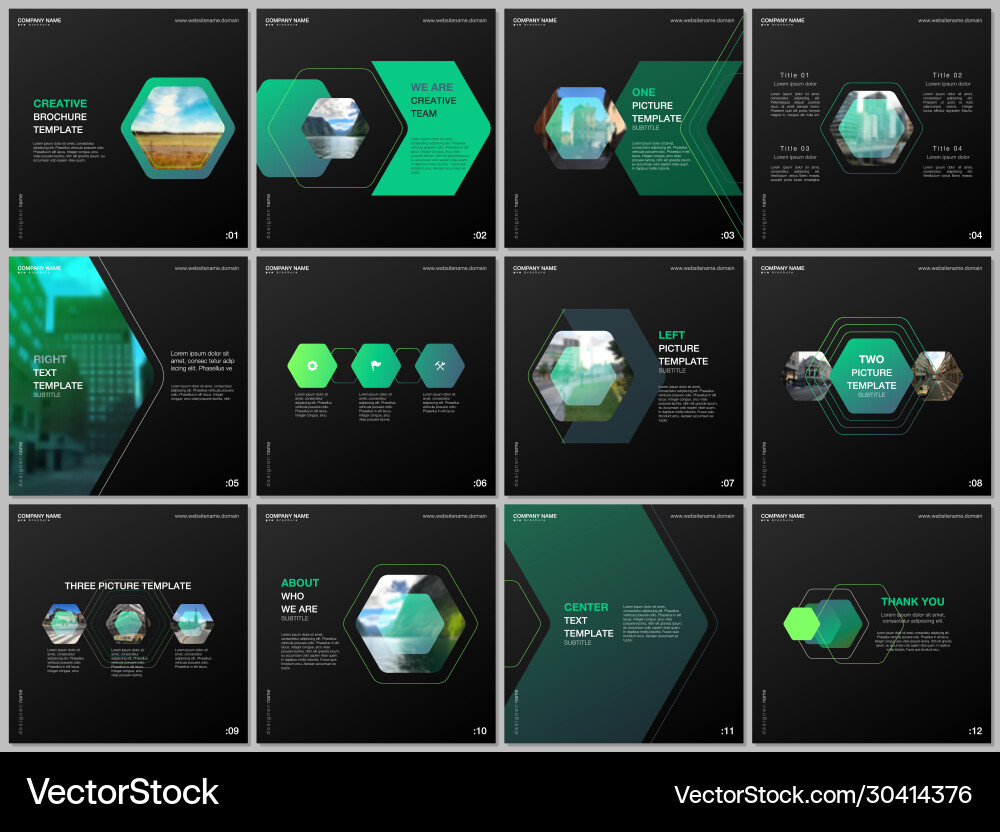 Minimal brochure templates with colorful hexagonal vector image