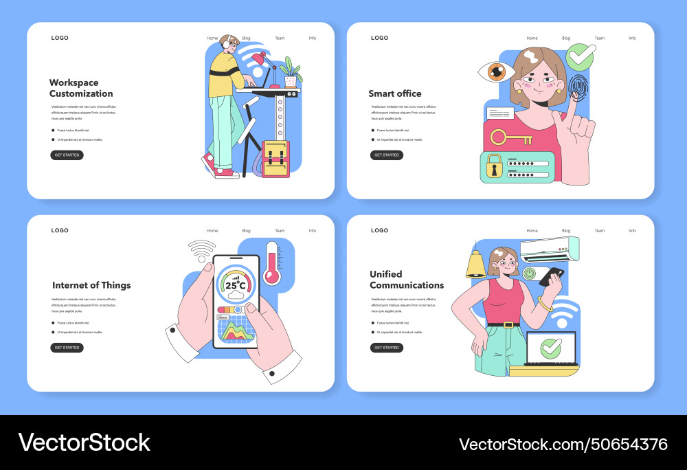 Modern office technologies set flat Royalty Free Vector