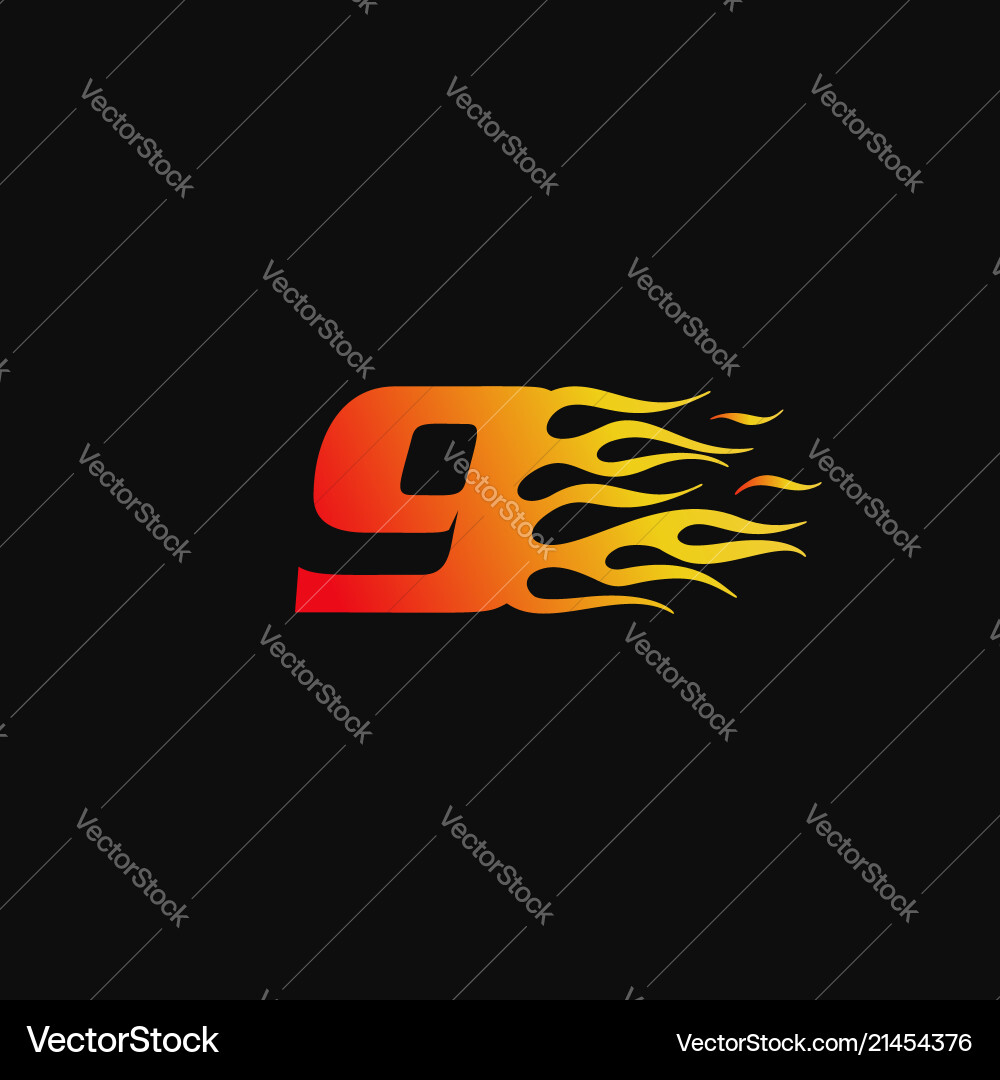Number 9 burning flame logo design template – Royalty-Free Vector |  VectorStock, image size:1000x1080