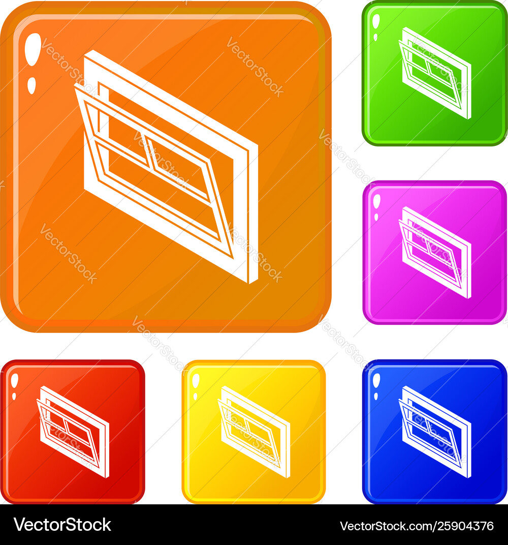 Open window leaf icons set color Open window leaf icons set color vector image