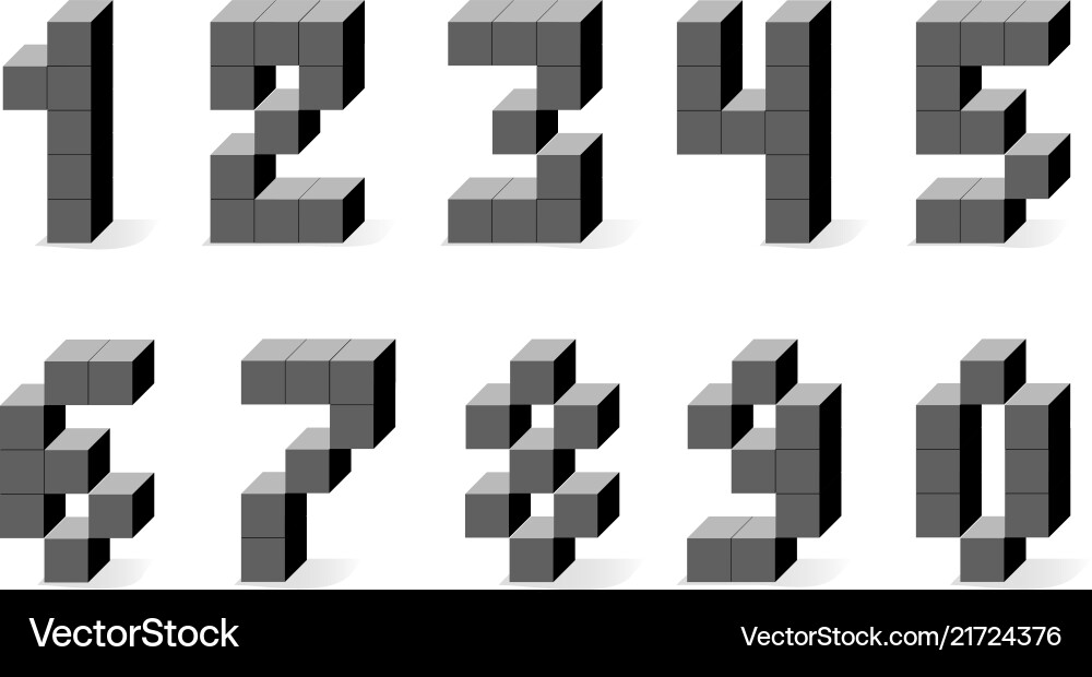 Pixel Retro 8-bit Numbers vector image