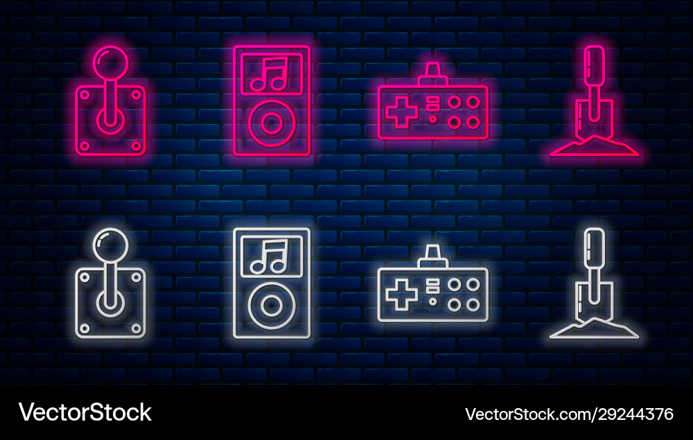 Set line music player gamepad joystick Set line music player gamepad joystick vector image