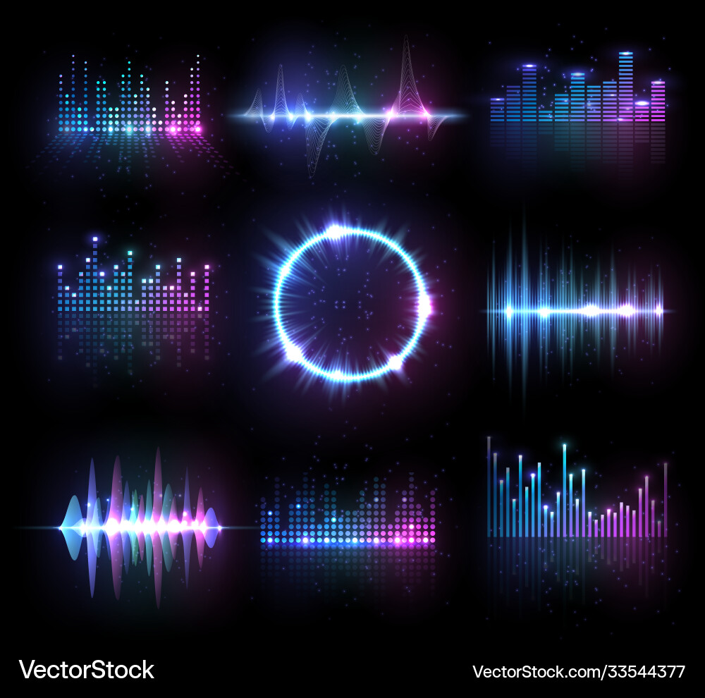 Audio Frequency Waveforms & Equalizer Vector Image