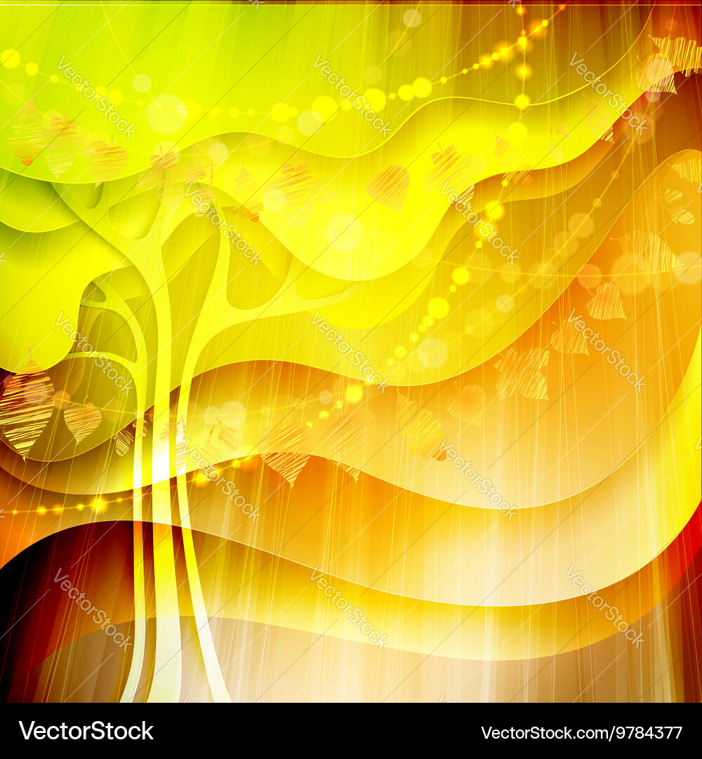 Autumn background with tree and leaves vector image