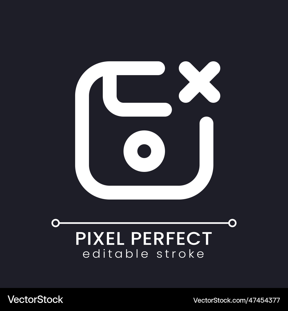 Cancel saving pixel perfect white linear ui icon Cancel saving pixel perfect white linear ui icon vector image