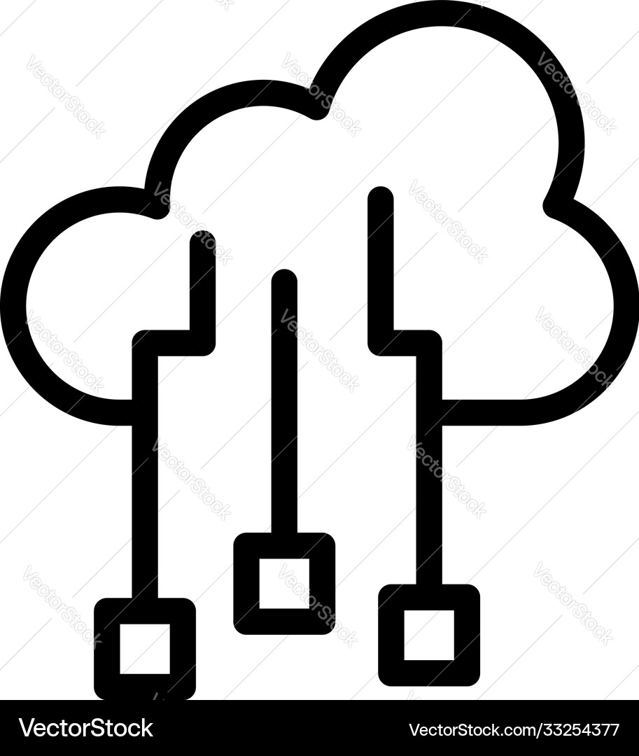 Cloud secure date icon outline style Vector Image