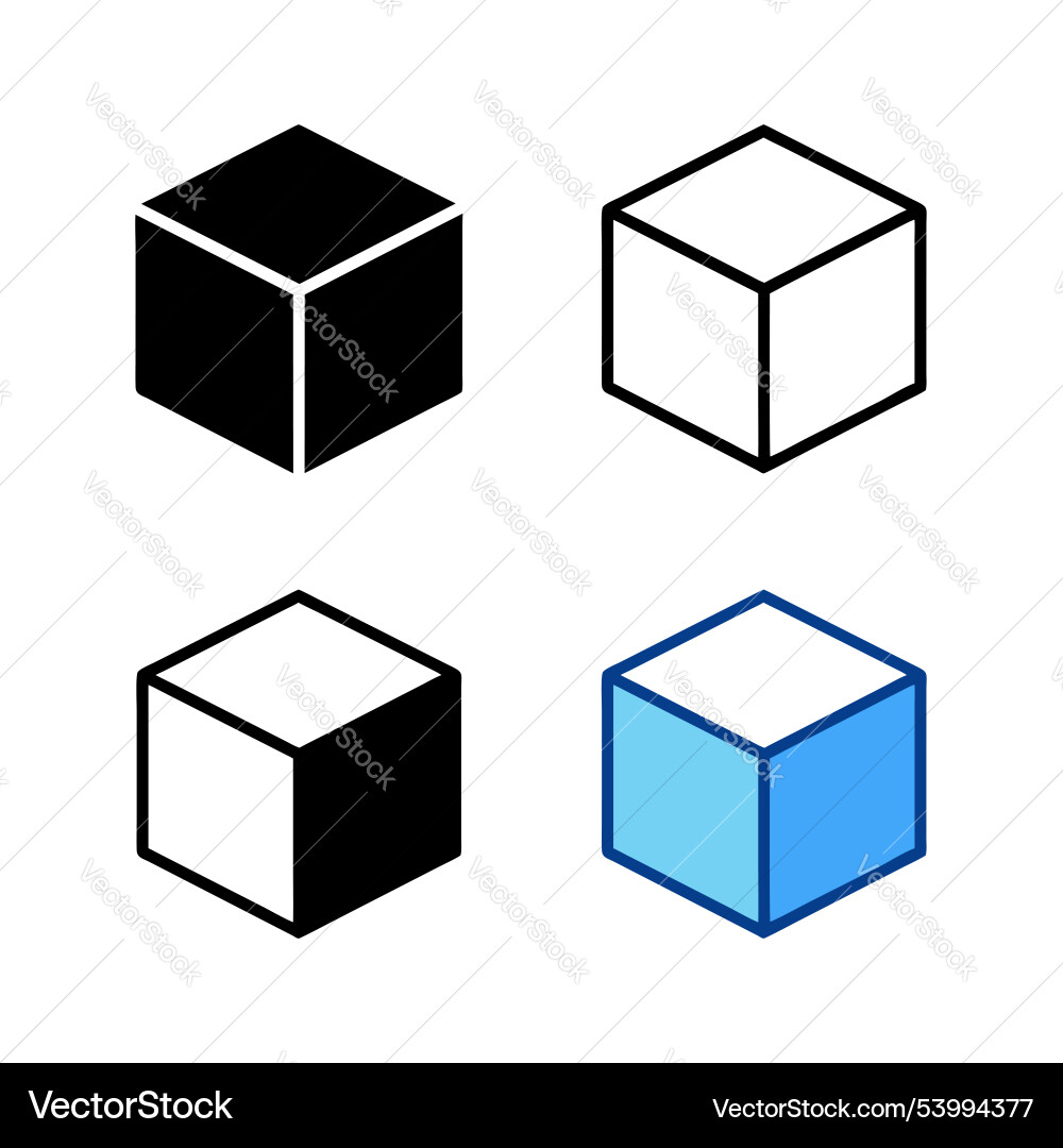 Cube set isolated icons featuring 3d boxes vector image