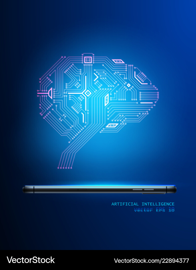 Digital circuit brain from smartphone 3d Vector Image