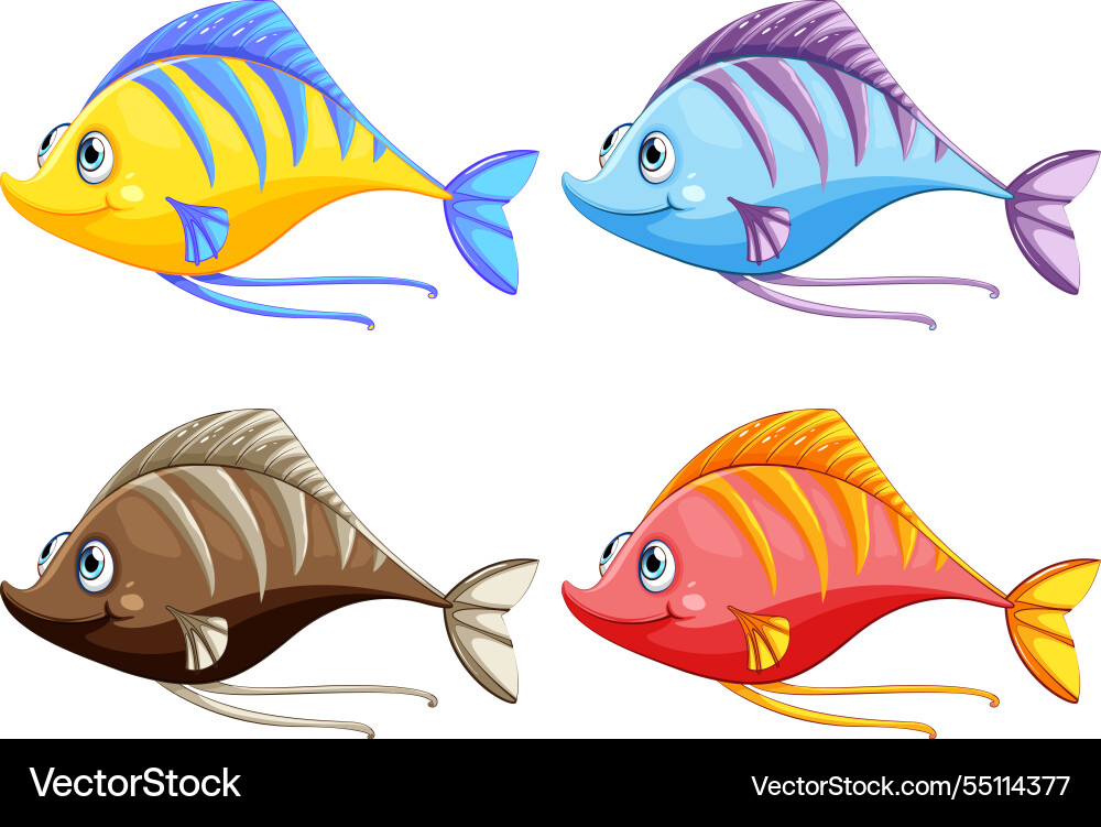 Four vibrant fish with unique patterns Four vibrant fish with unique patterns vector image