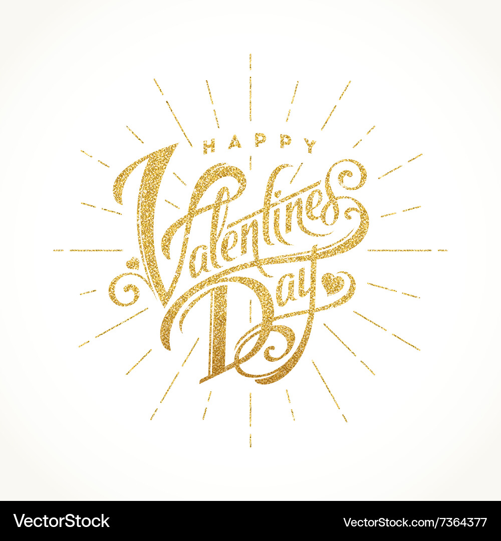 Golden Valentine Celebration Vector Image