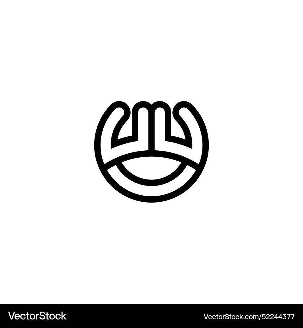 Initials monogram logo uw wu w and u Royalty Free Vector