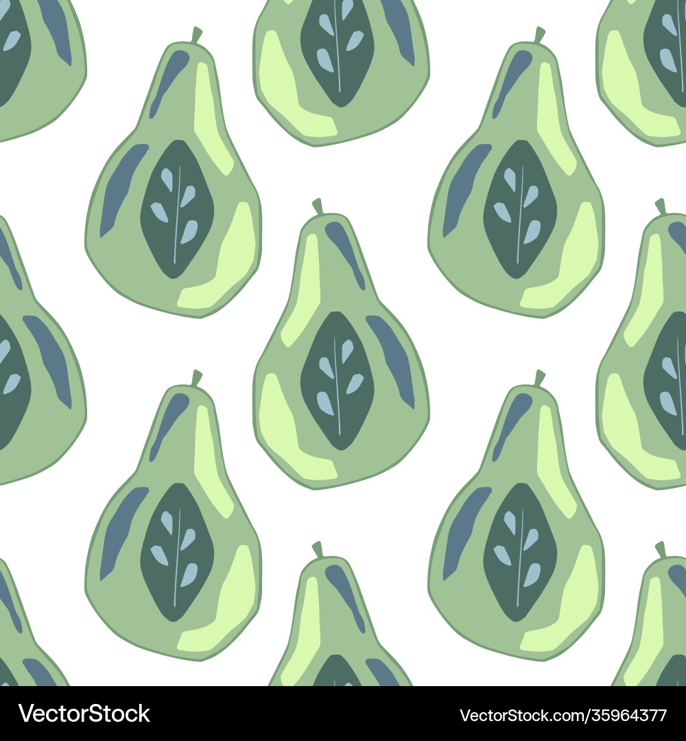 Isolated seamless pattern with pale green pear Isolated seamless pattern with pale green pear vector image