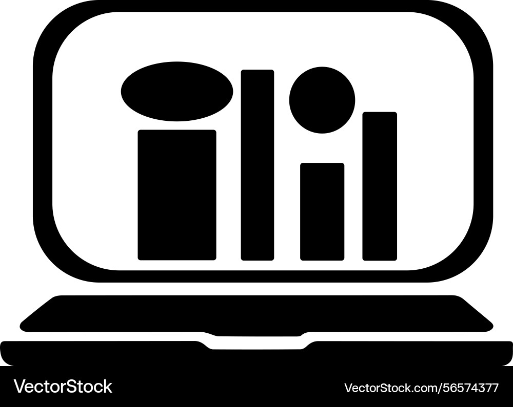 Laptop showing business graphs and data analysts Vector Image