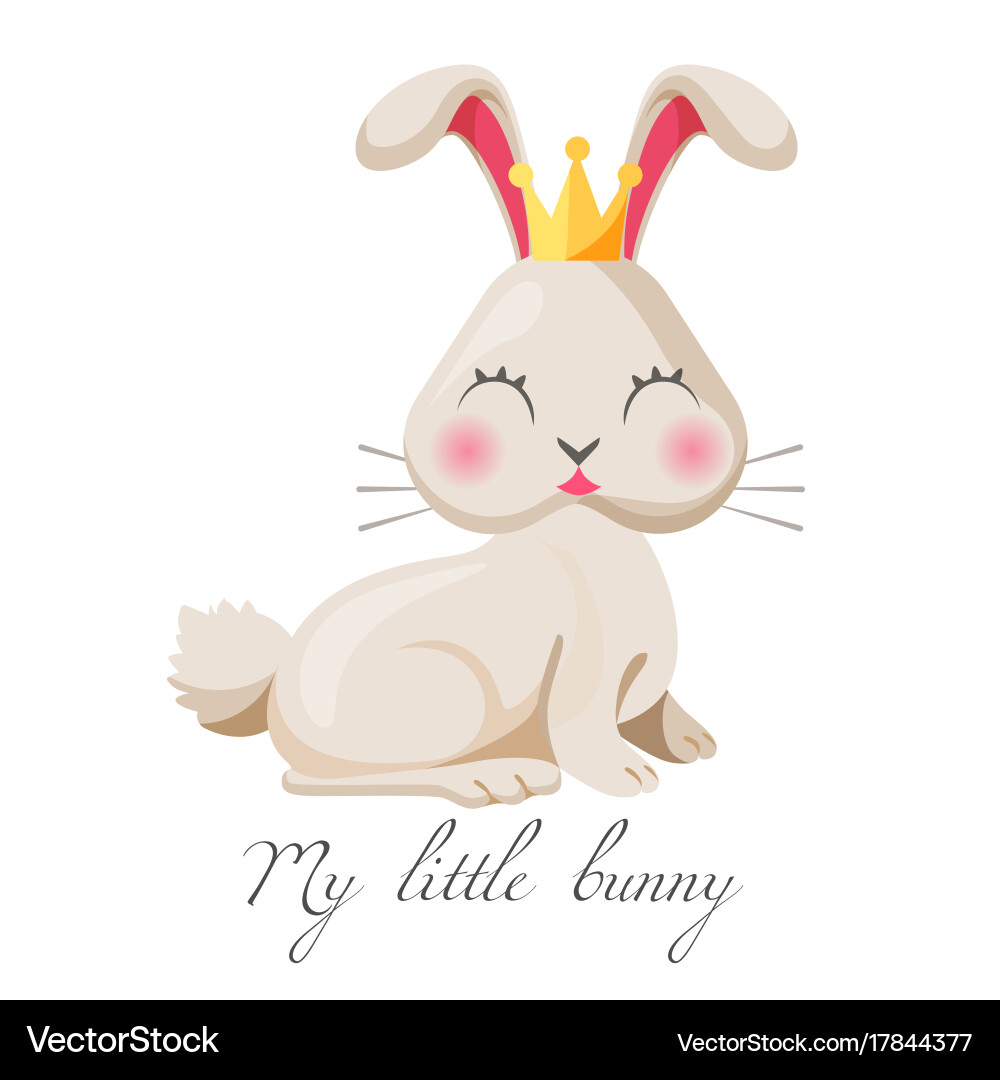 Meine kleine Hase Mädchen süß Prinzessin in Gold Vektorbild