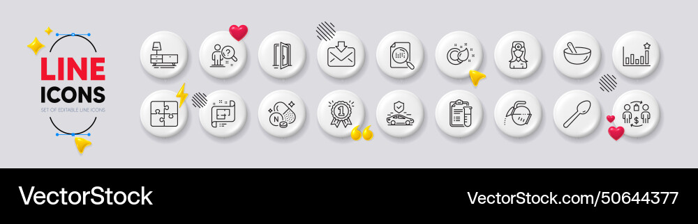 Reward search file and spoon line icons for web Reward search file and spoon line icons for web vector image