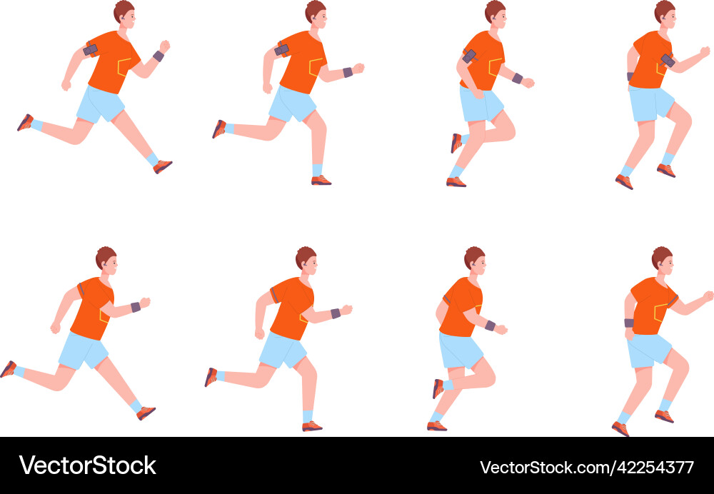 Running man sequence run character frame Running man sequence run character frame vector image