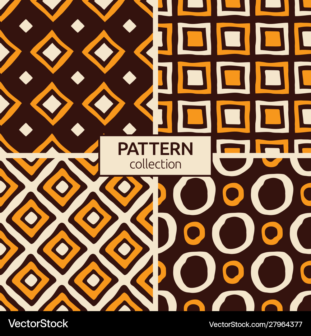 Set four abstract seamless patterns hand Set four abstract seamless patterns hand Vector Image