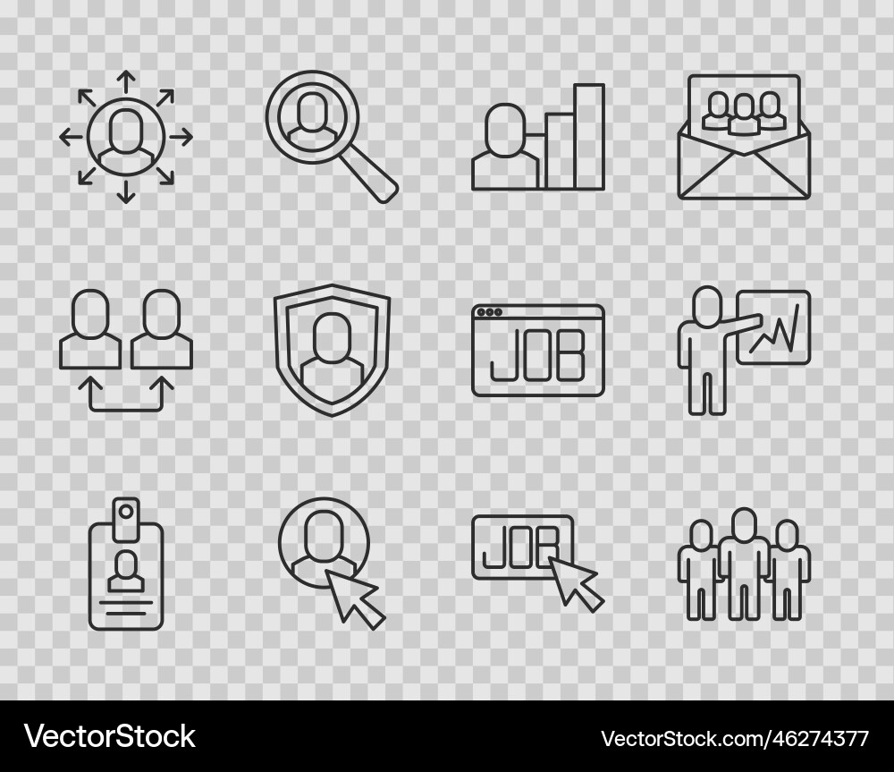 Set line identification badge project team base Set line identification badge project team base vector image