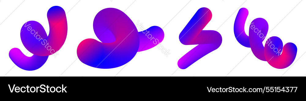 Set of abstract fluid curve in different shape vector image
