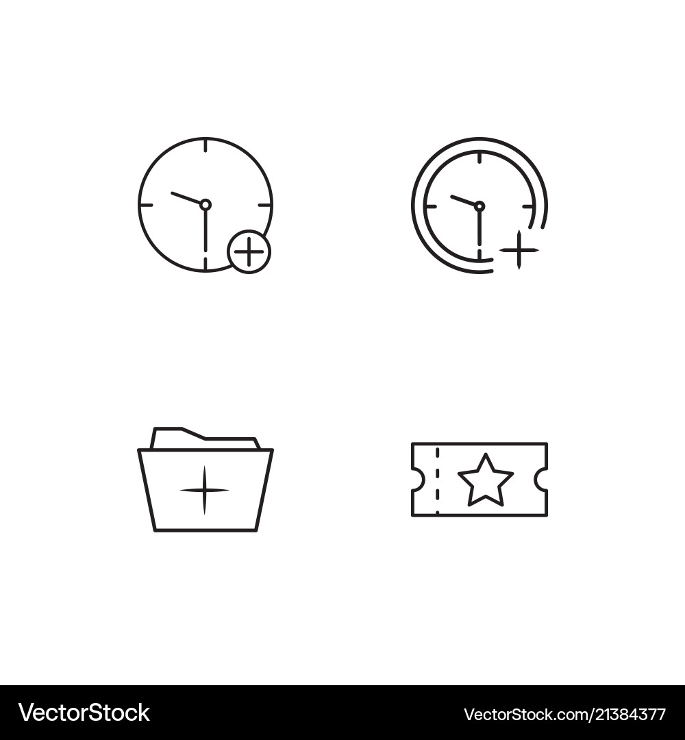Time linear icons set simple outline vector image