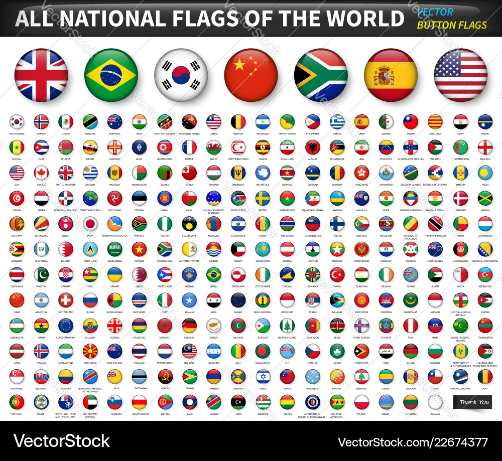 World Flags - Circle Button Collection vector image