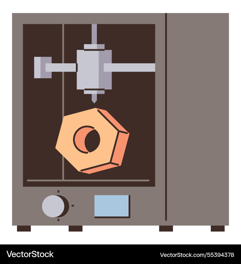 3d printer creating hexagonal object inside 3d printer creating hexagonal object inside vector image