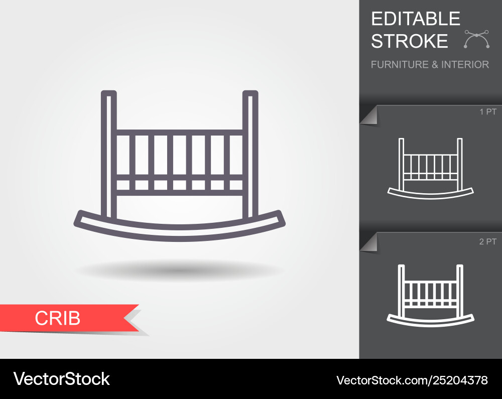 Babedcrib Zeilensymbol mit bearbeitbarem Schlaganfall Babedcrib Zeilensymbol mit bearbeitbarem Schlaganfall vektorbild