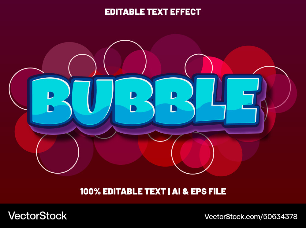 Bubble editable text effect 3d emboss style Vector Image