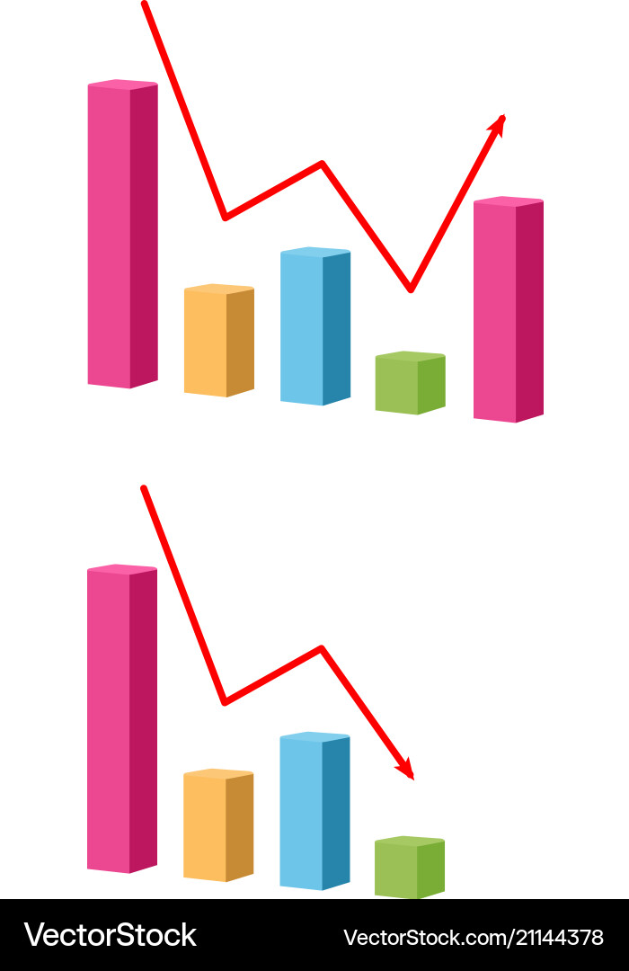 Decrease and growing graph icon chart with bars Vector Image