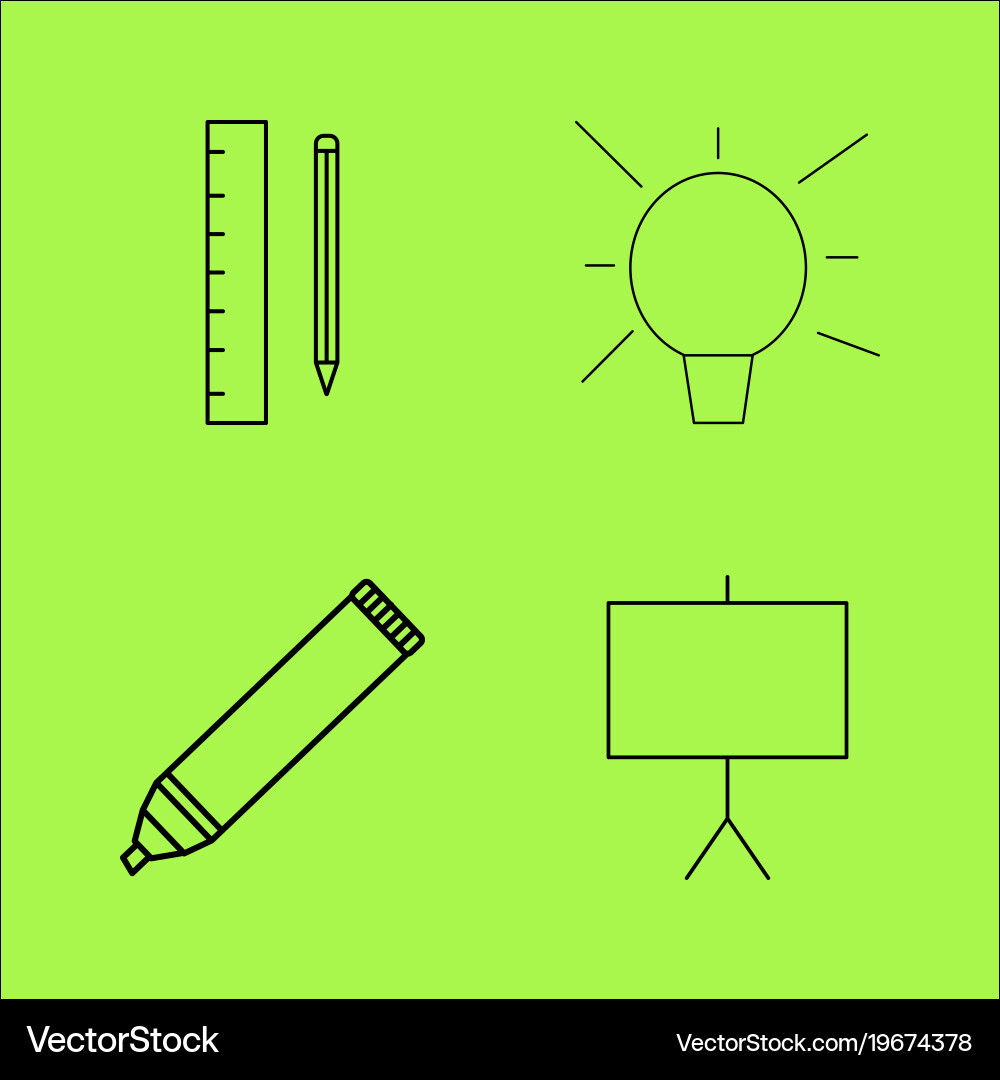 Design elements simple linear outline icon set vector image