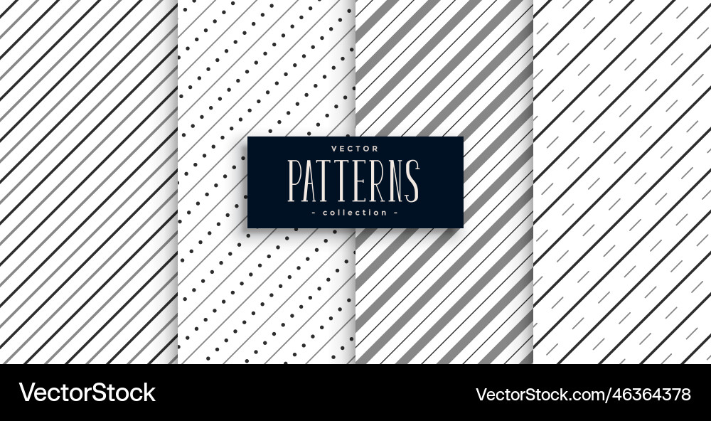 Diagonal stripes lines pattern set of four Vector Image