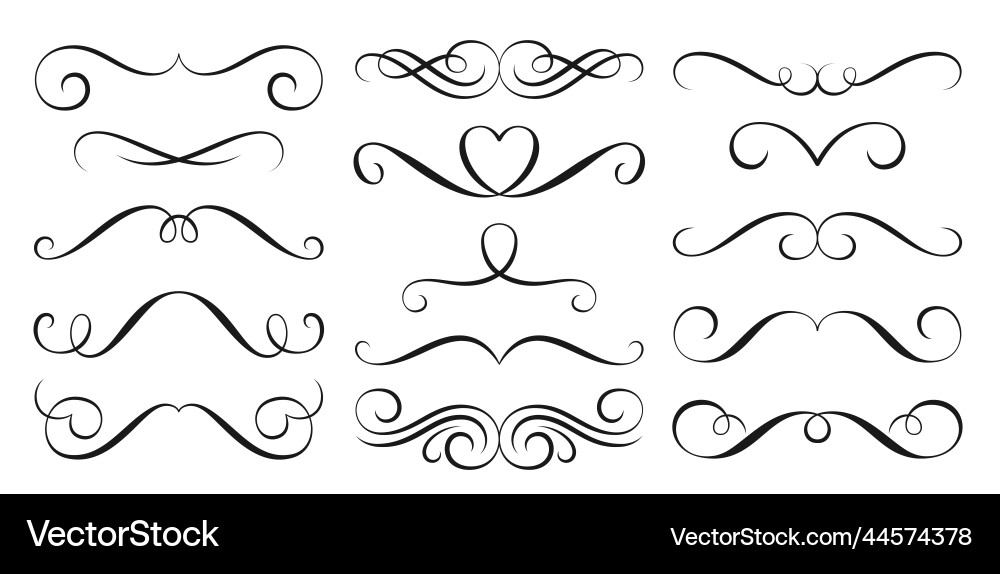 Divider black line border art decor flourish swirl Divider black line border art decor flourish swirl vector image