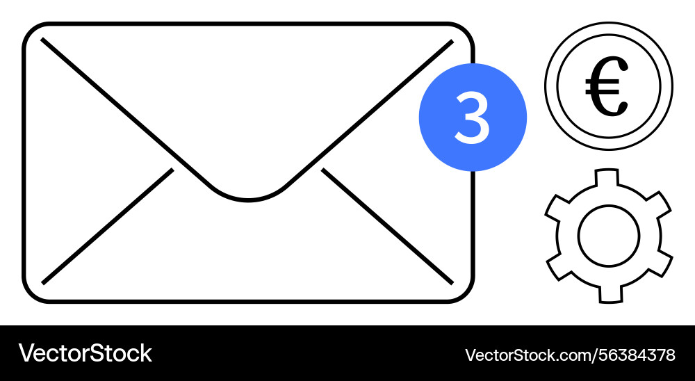 Email notification with unread count financial Email notification with unread count financial Vector Image