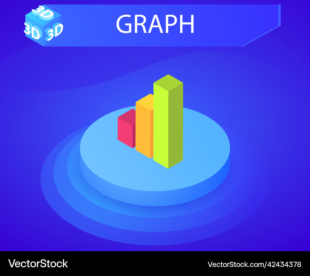 Graph isometric design icon web 3d colorful Graph isometric design icon web 3d colorful vector image