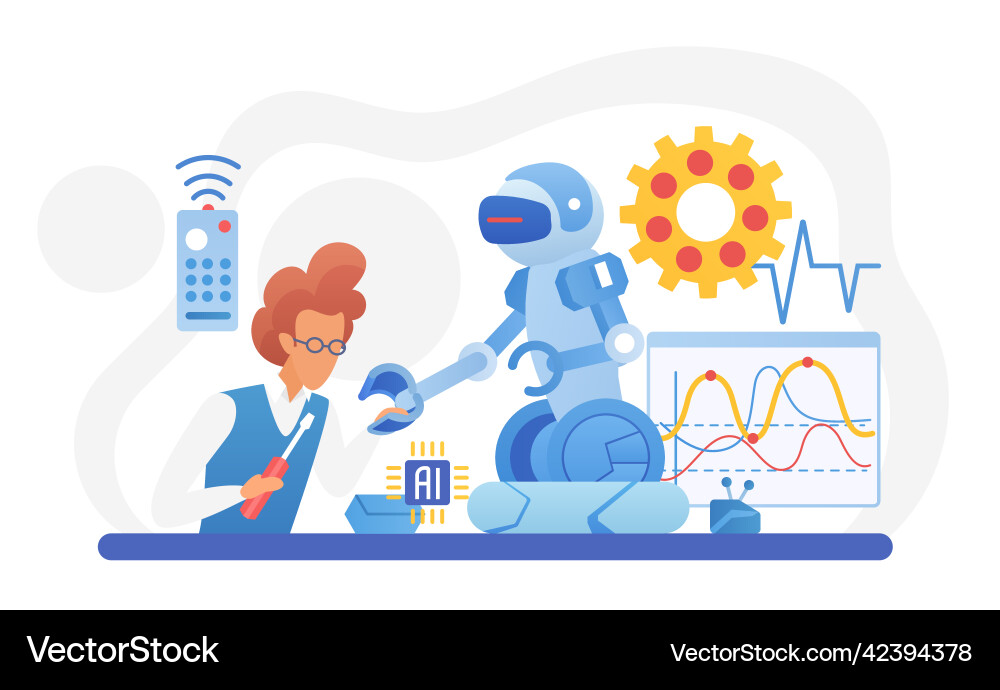 Operational robotic working technologies vector image