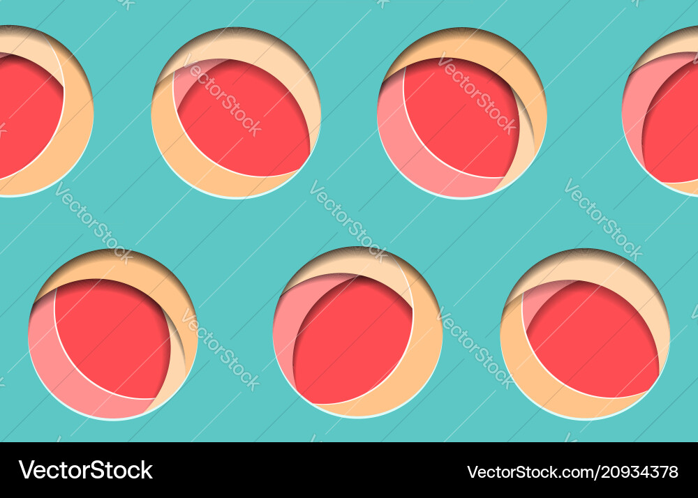 Seamless pattern with 3d circle element cut out o Seamless pattern with 3d circle element cut out o vector image