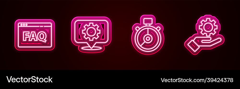 Set line browser faq location with gear Set line browser faq location with gear vector image
